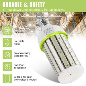 LED Corn Light 100W with E39 Mogul Base, IP64 Outdoor Waterproof Post Top Light Retrofit, 14000 Lumens, 400W Equivalent,  5000K Daylight White 100-277V/277-480V  UL cUL DLC Listed - Image 4