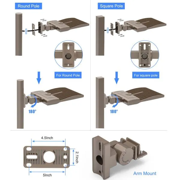 240w led parking lot lights with photocell